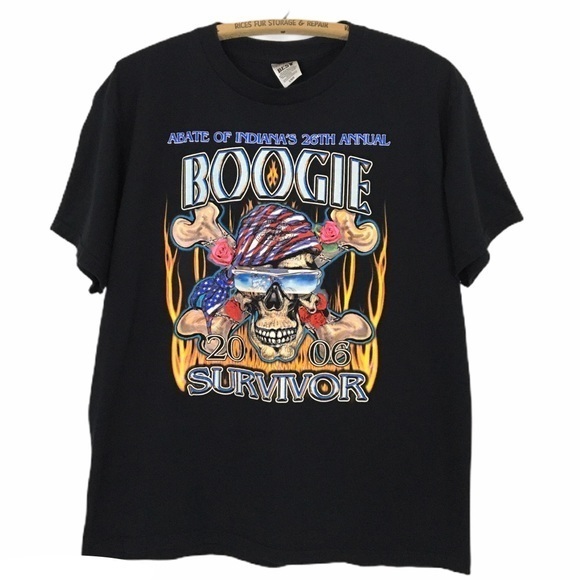 Black T Shirt Indiana Summer Boogie Midwest Annual Biker Fest 2006 L Fruit Loom - Picture 1 of 12